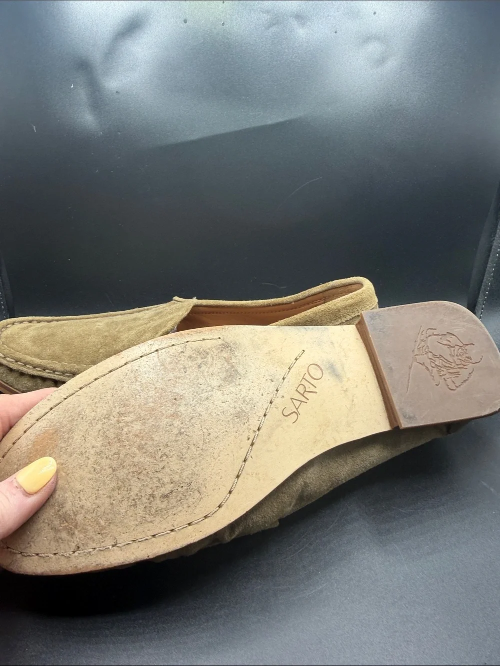 Sarto Men's Tan Suede Slip-On Loafers